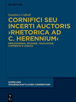 cover image of Cornifici seu Incerti Auctoris ›Rhetorica ad C. Herennium